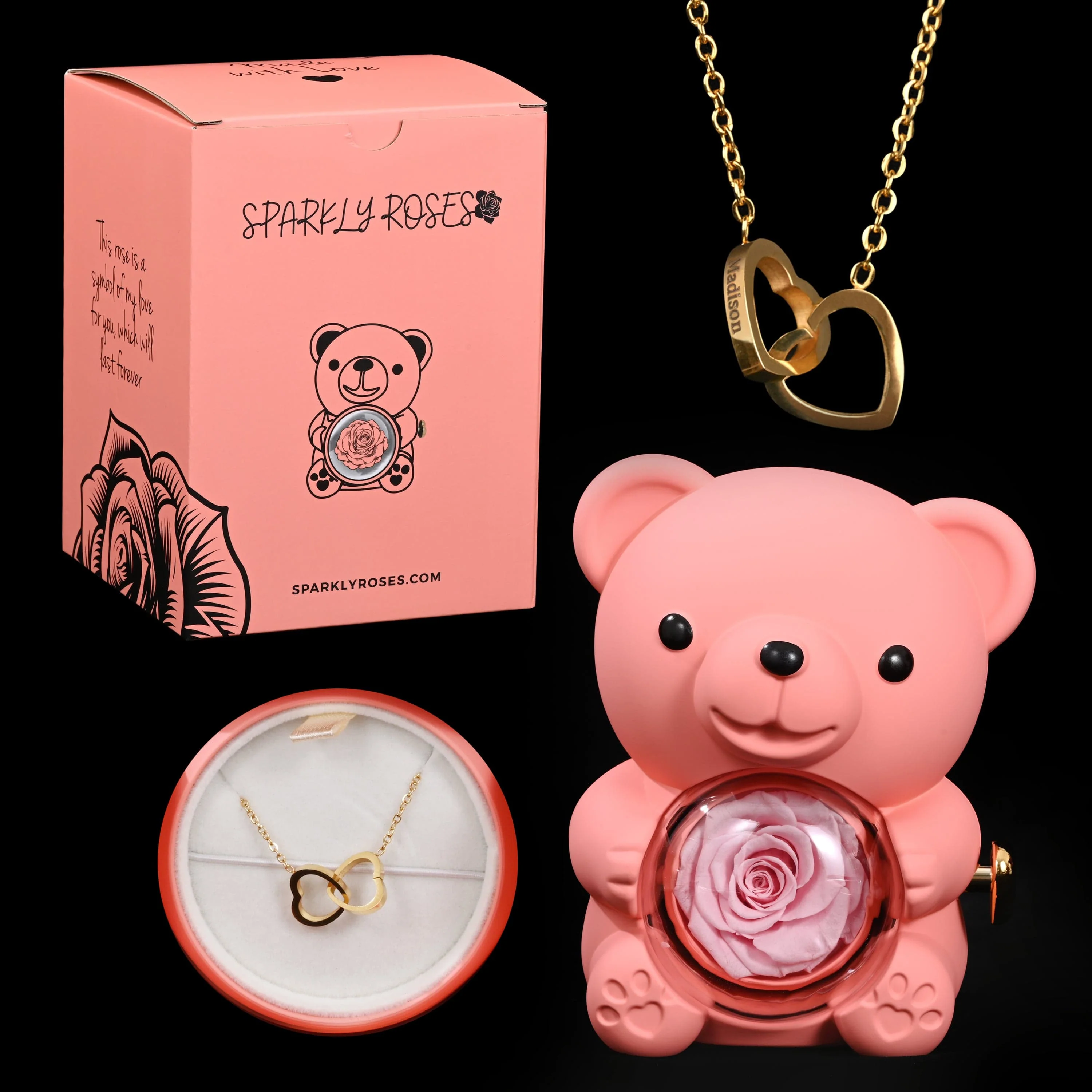 Eternal Rose Bear W/ Engraved Necklace - Image 16