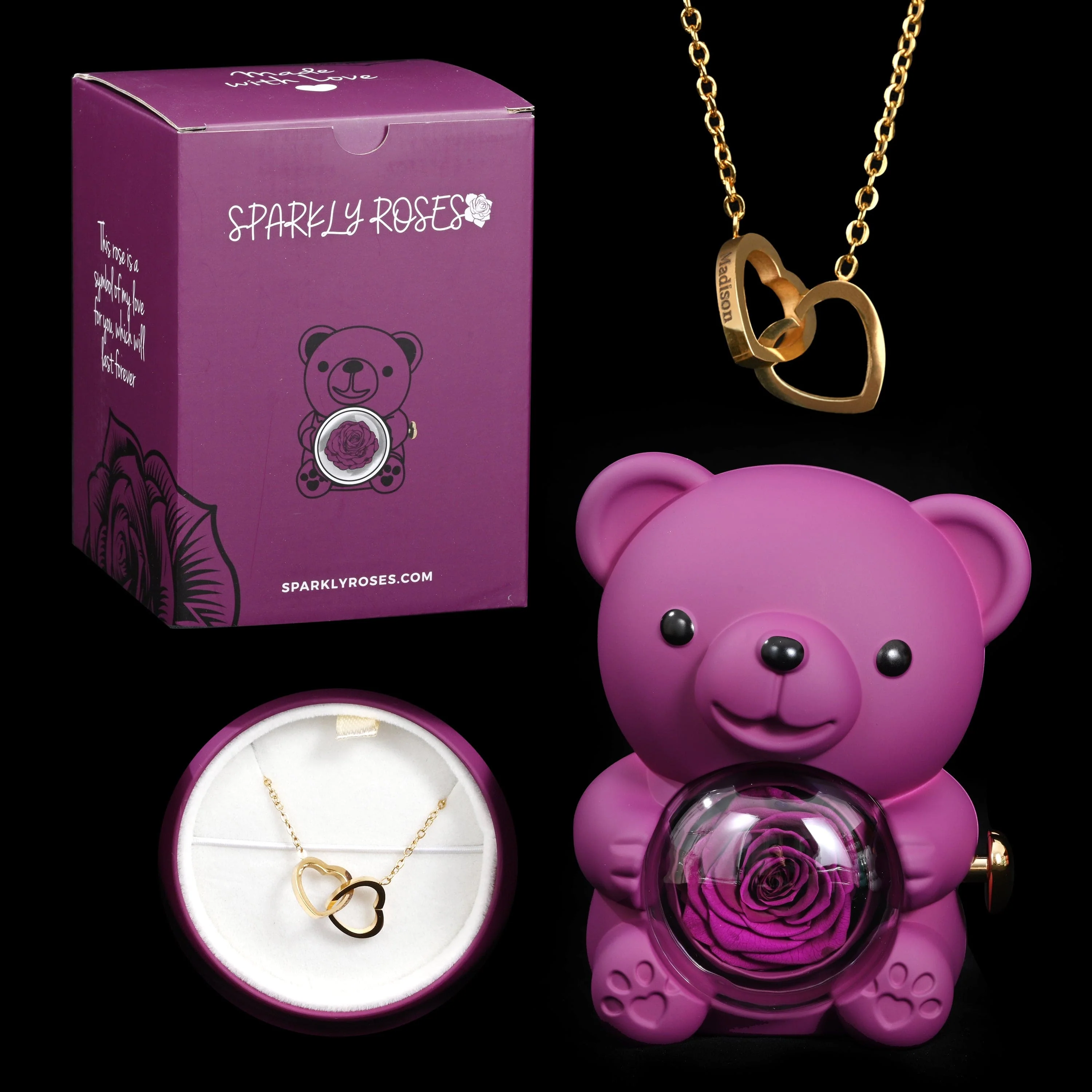 Eternal Rose Bear W/ Engraved Necklace - Image 31