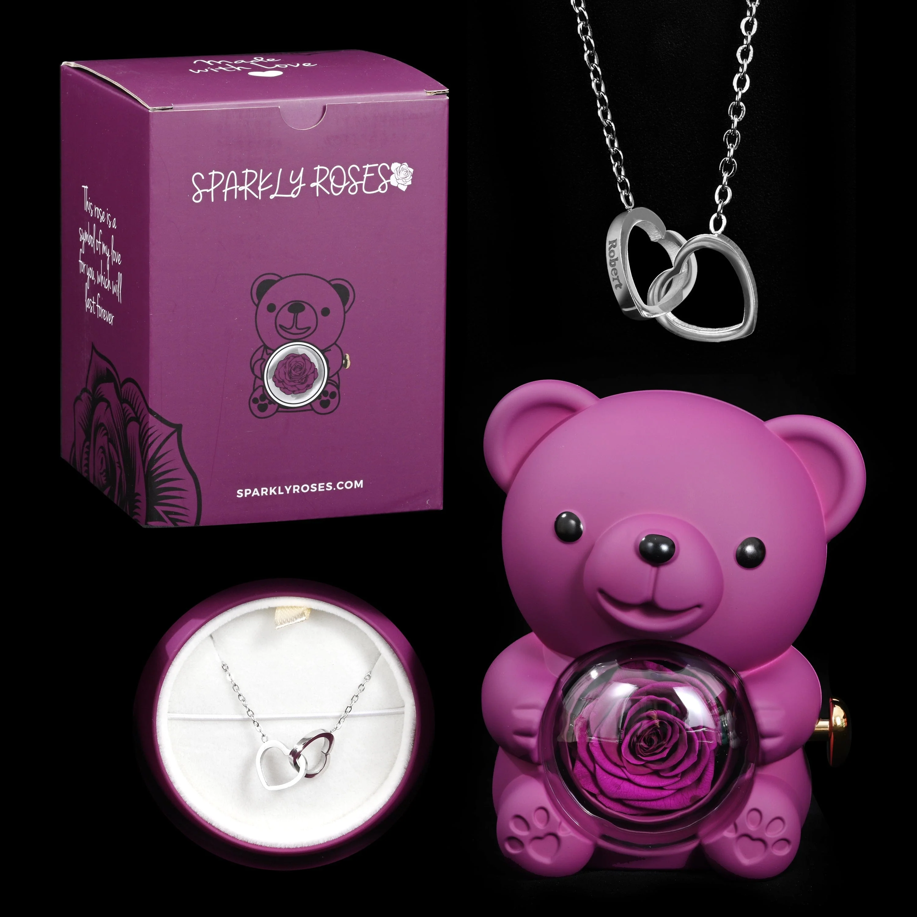 Eternal Rose Bear W/ Engraved Necklace - Image 36