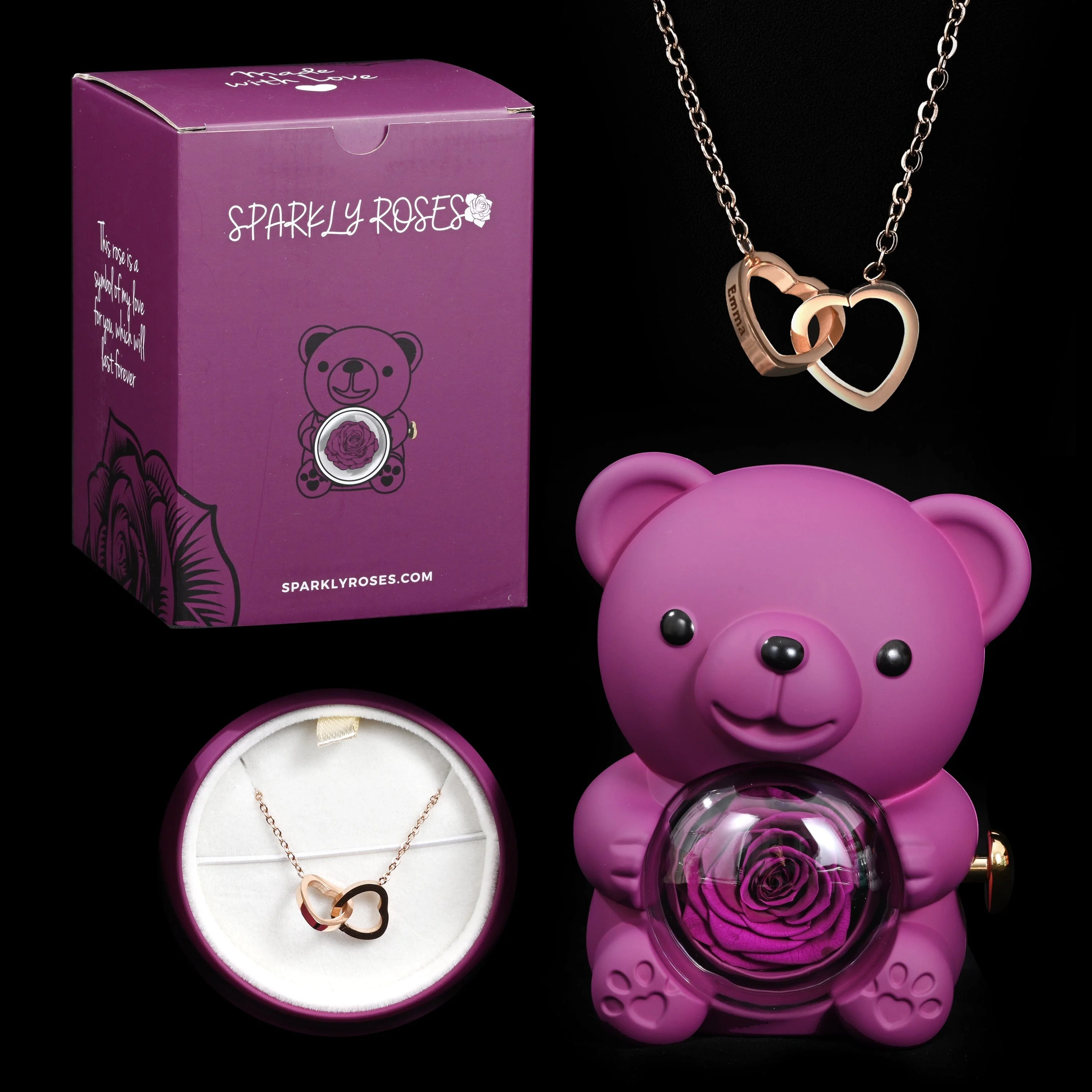 Eternal Rose Bear W/ Engraved Necklace - Image 41