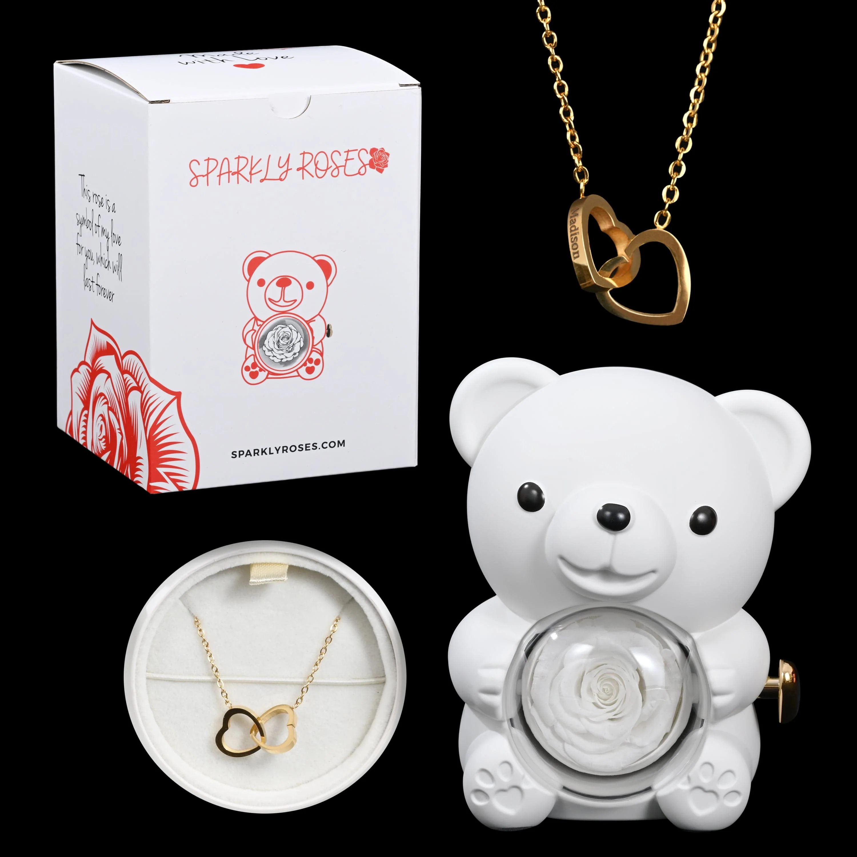 Eternal Rose Bear W/ Engraved Necklace - Image 61