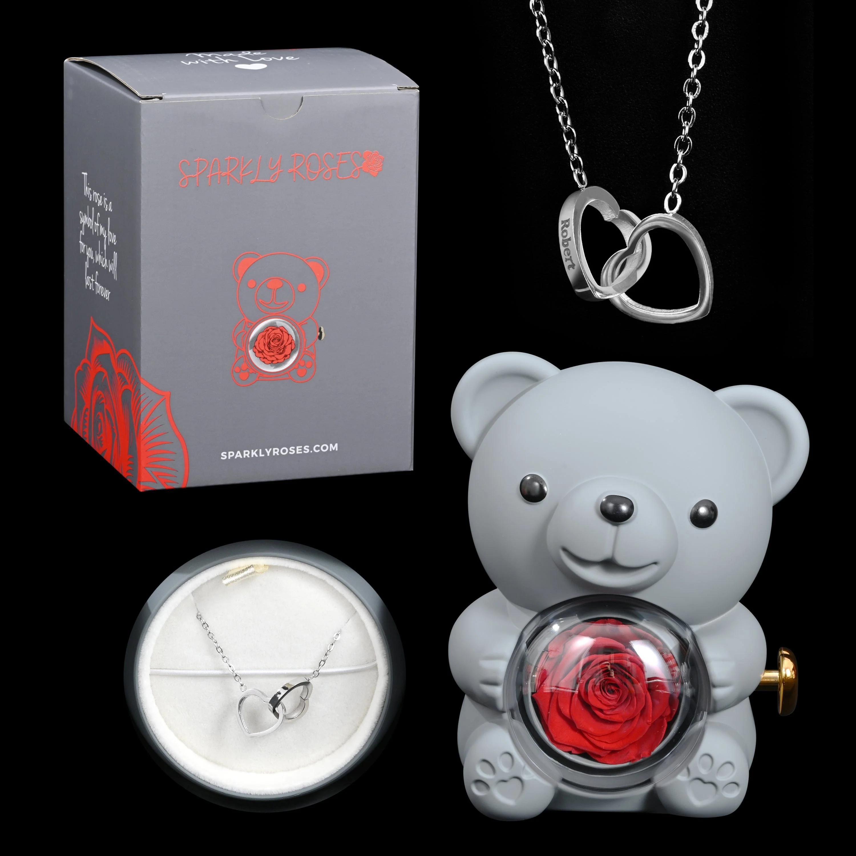 Eternal Rose Bear W/ Engraved Necklace - Image 81
