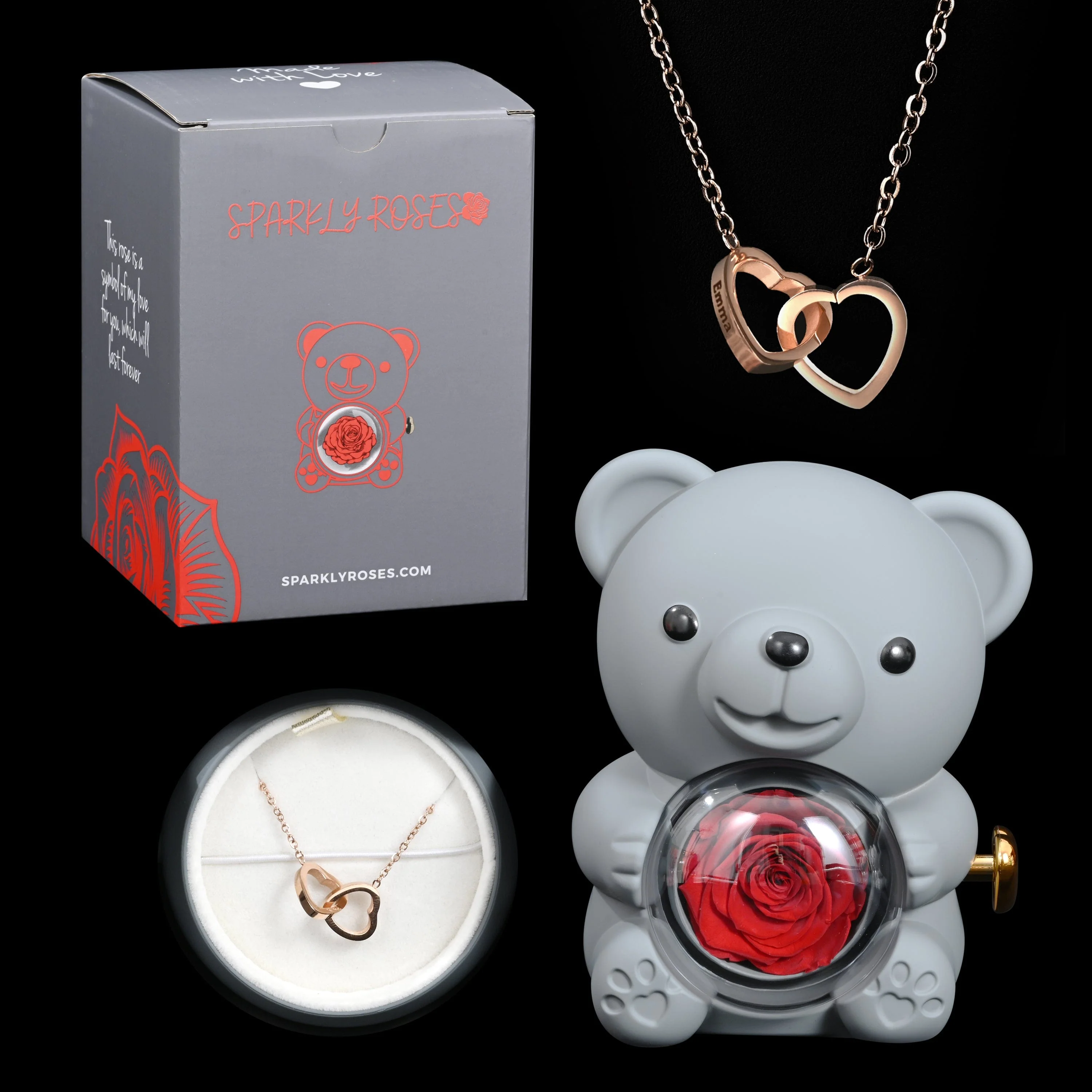 Eternal Rose Bear W/ Engraved Necklace - Image 86